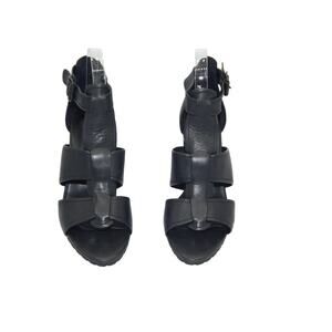 M4DE Women Black Leather Sandal Size 8.5 Mara
